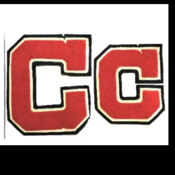 Pair Of School Varsity Letters " C " Red Color Black Backs Decor - Picture 1 of 2